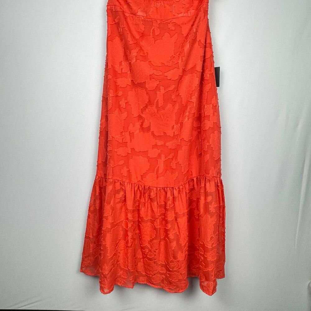 Lulus Touch of Elegance Coral Floral Burnout Halter Maxi Dress XL - Picture 8 of 10